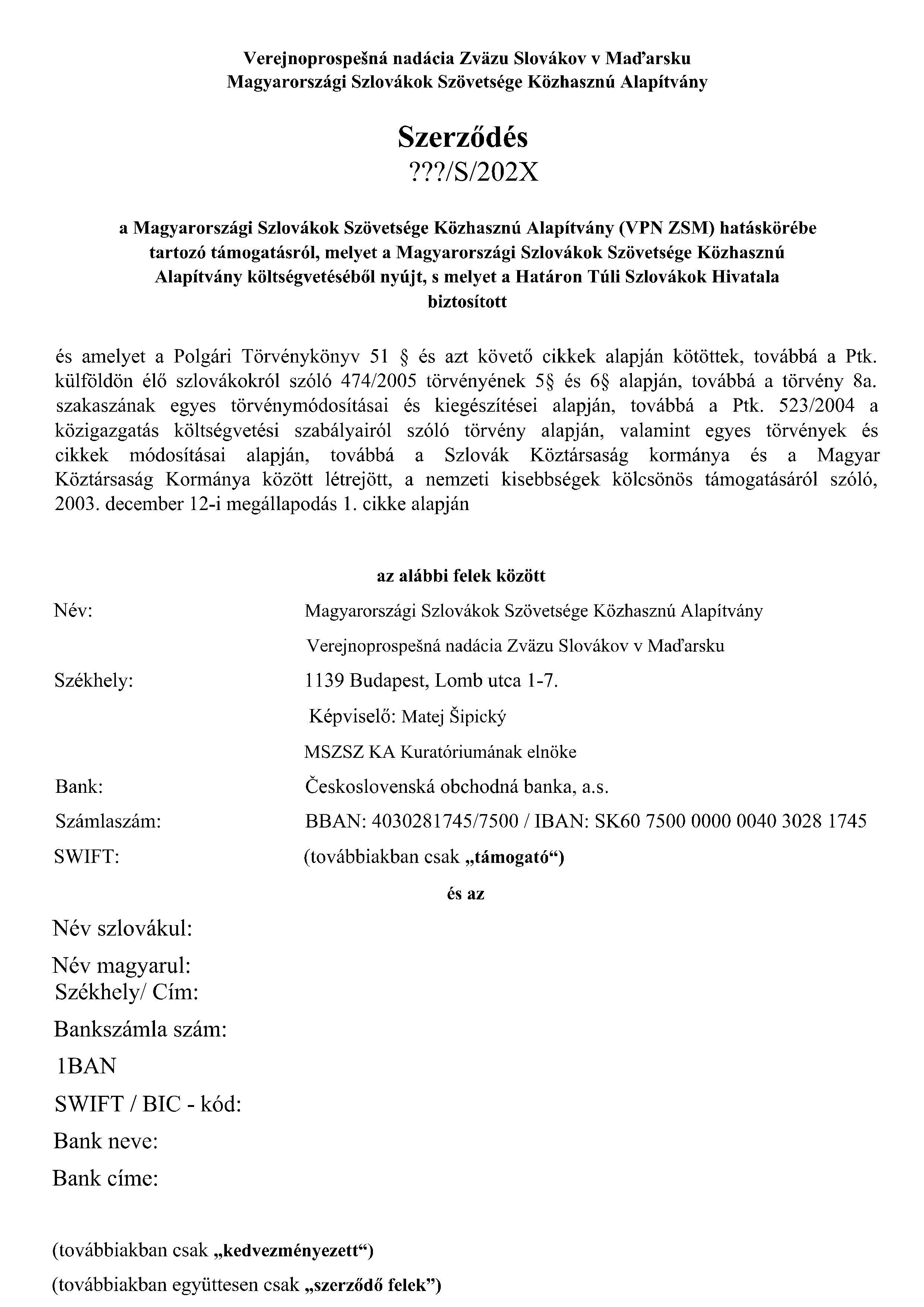 MSzSzKA Szerzodes Minta Magyarul 1oldal